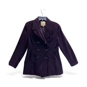 Express Purple Velvet Peacoat Jacket Women’s Double Breasted Y2K Vintage Goth L